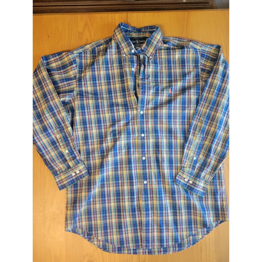 Ralph‎ Lauren Classic Fit Size L Plaid Multicolor 90s Preppy
